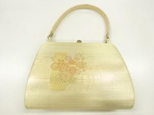 草花模様織出し和装バッグ
